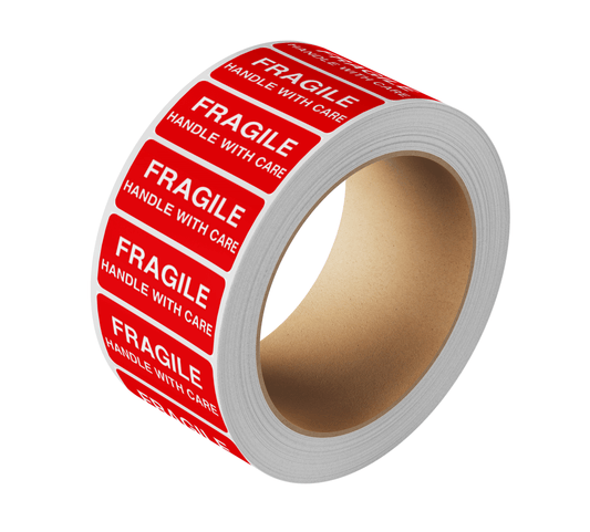 Fragile Handle With Care Labels | 50x25mm | 500/Roll