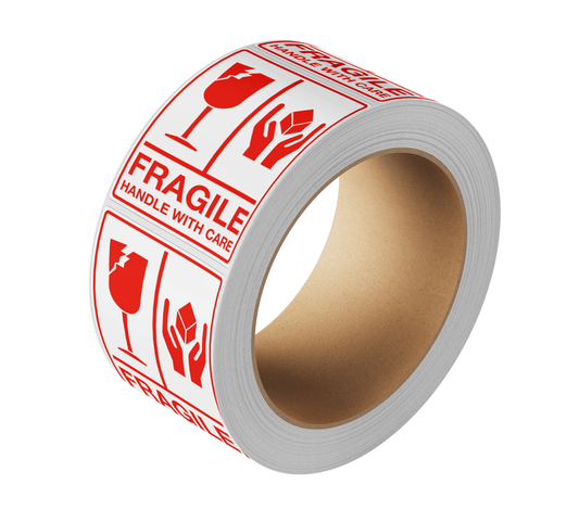 Fragile Handle With Care Labels | 75x100mm | 500/Roll