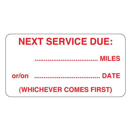 Next Service Due Labels | 63x33mm | 100/Pack